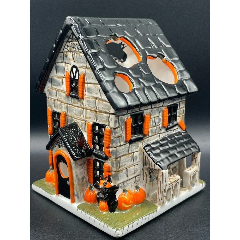 Bath & Body Works Halloween Haunted House Ceramic Tealight Luminary 6.5